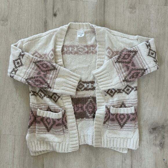 Abercrombie & Fitch Kids Girls Aztec Print Open Front Cardigan Sweater Size 9/10 - Picture 1 of 4